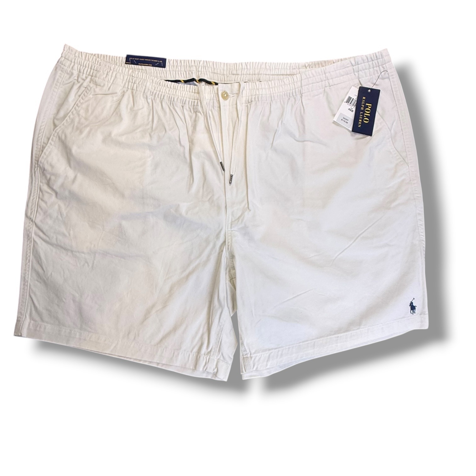 Polo Ralph Lauren Shorts Mens 4xb White Stretch Classic Fit Elastic Waist Resort